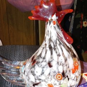 VINTAGE MURANO STYLE GLASS ART 🎨 ROOSTER 🐓 EXCELLENT CONDITION